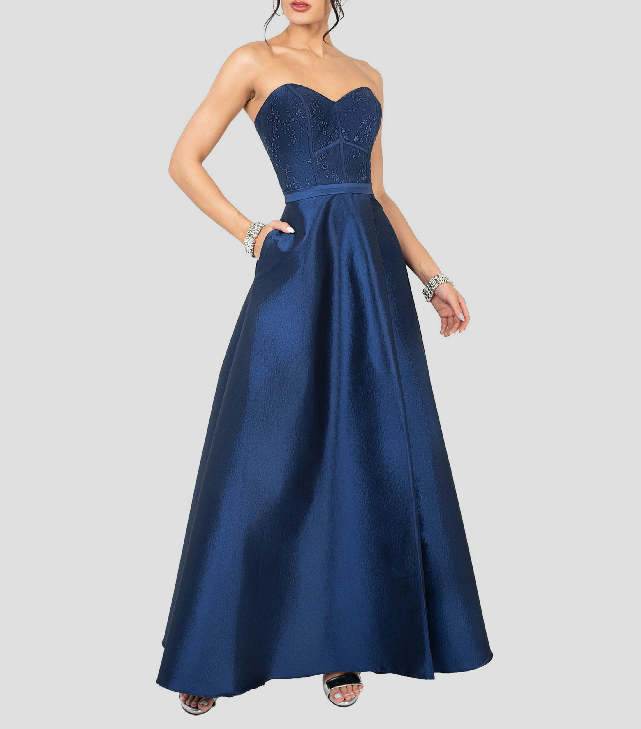 Vestido de fiesta largo liso Mujer
